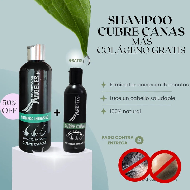 SHAMPOO CUBRECANAS  S ANGELES + OBSEQUIO